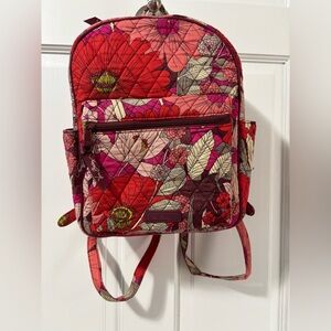 Vera Bradley Red and Pink Floral Quilted Mini Backpack